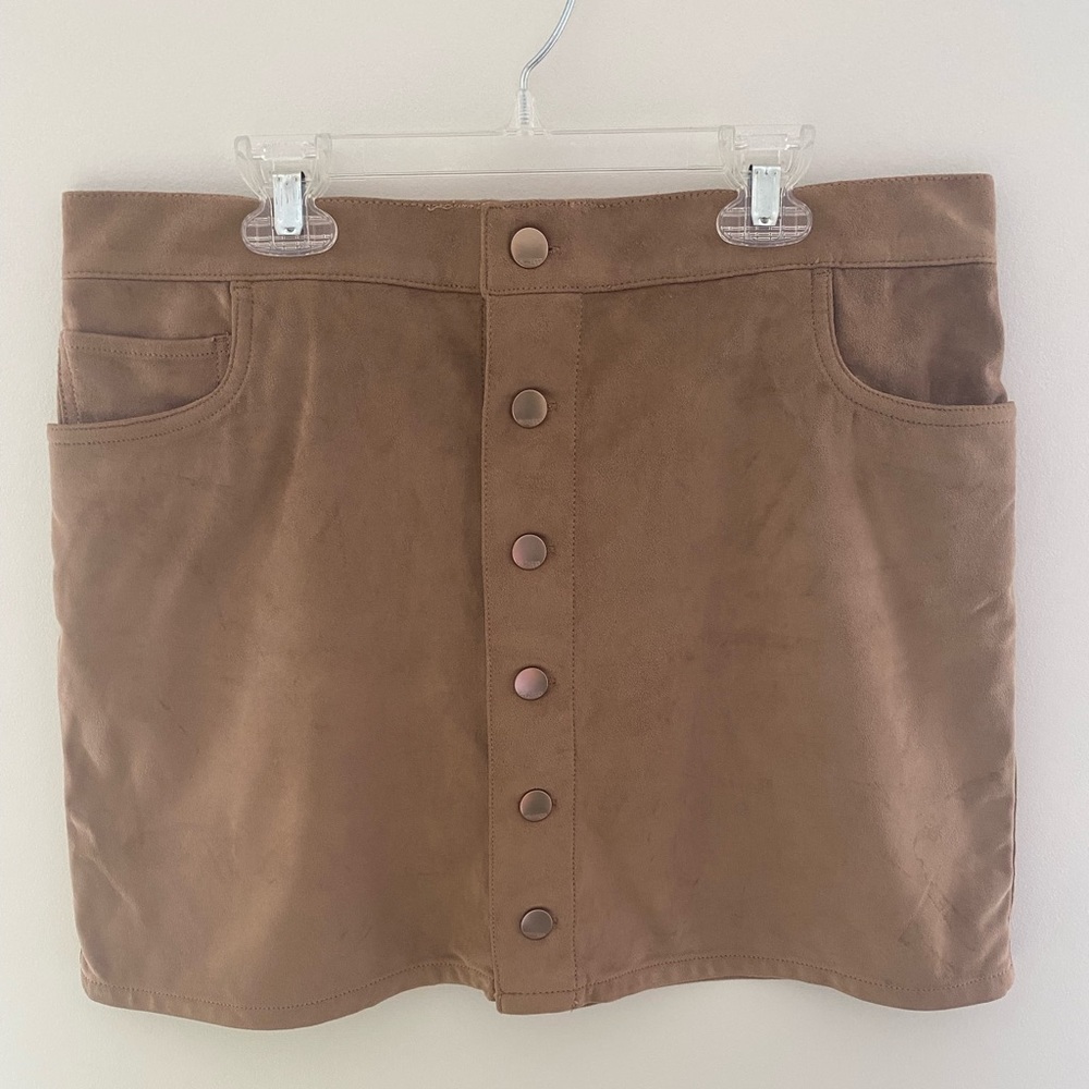 Express Button Front Faux Suede Mini Skirt - Size 10